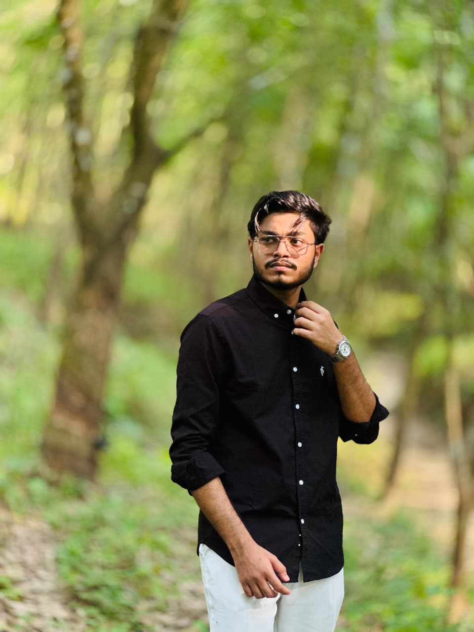 BLACK 2 Premium Oxford Cotton Black Shirt - Image 1