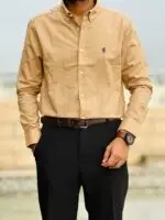 Premium Oxford Cotton Beige Colour Shirt - Image 4