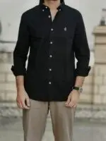 Premium Oxford Cotton Black Shirt - Image 4