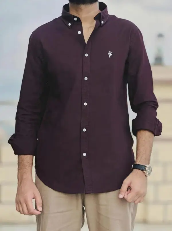Premium Oxford Cotton Dark Maroon Shirt