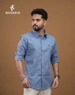 Stripe Cotton Tealish Blue - Image 3