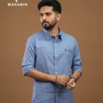Stripe Cotton Tealish Blue
