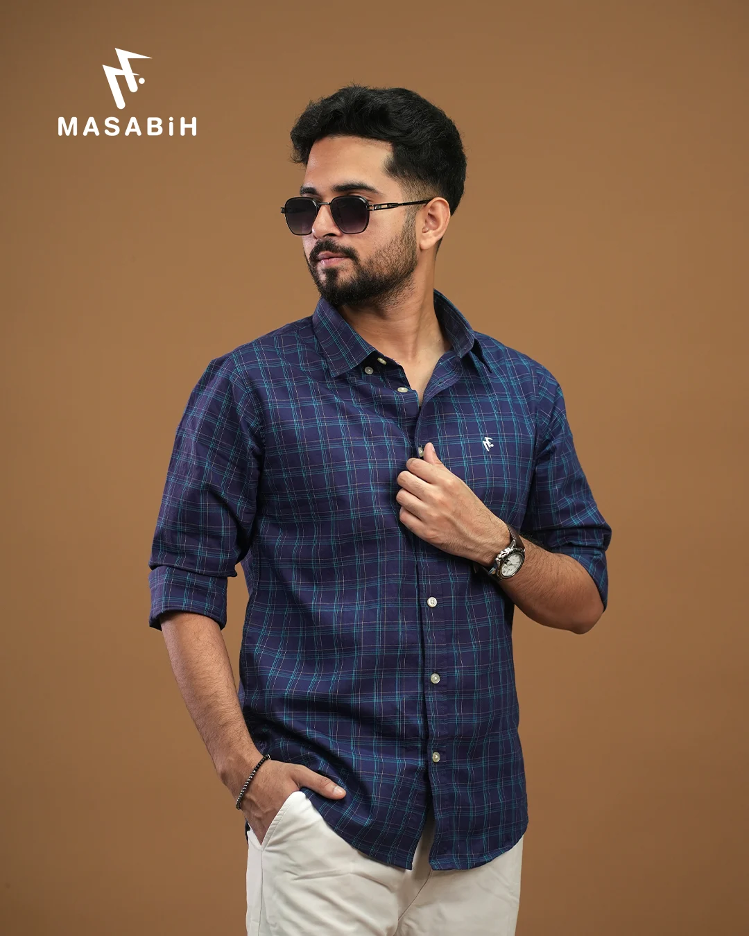Masabih_Shirt-photo-03.1 Check Cotton Clay - Image 1
