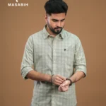 Check Cotton Grey Olive