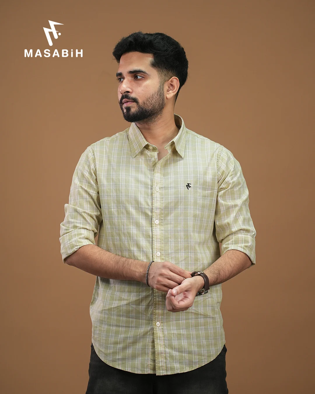 Masabih_Shirt-photos-21.1 Stripe Cotton Pastel Grey - Image 1