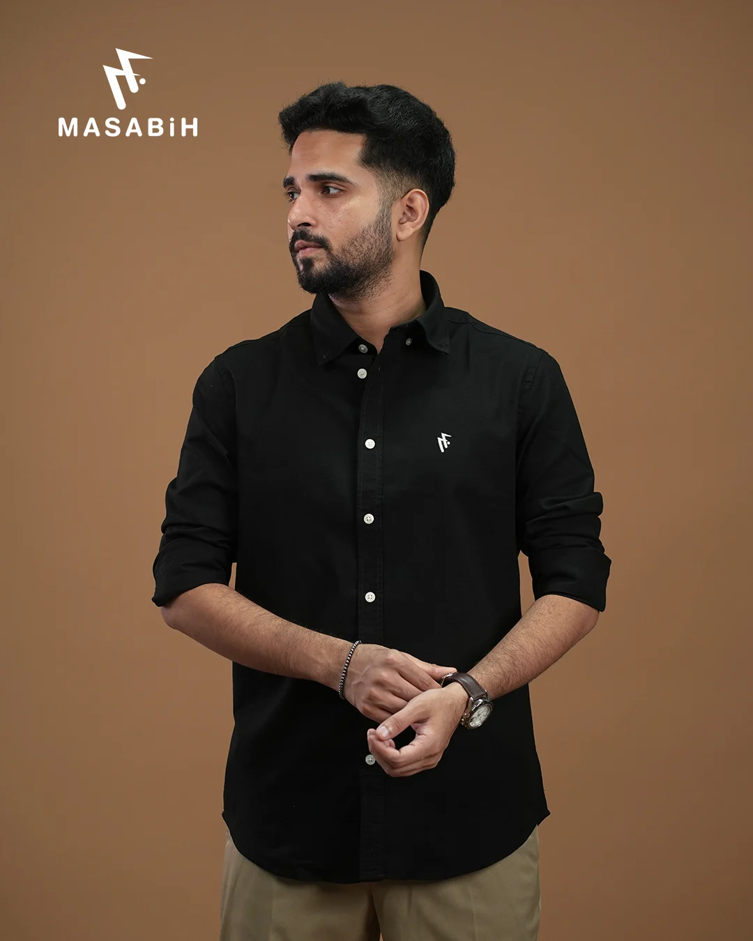 Masabih_Shirt-photos-34.1 Solid Cotton Black - Image 1